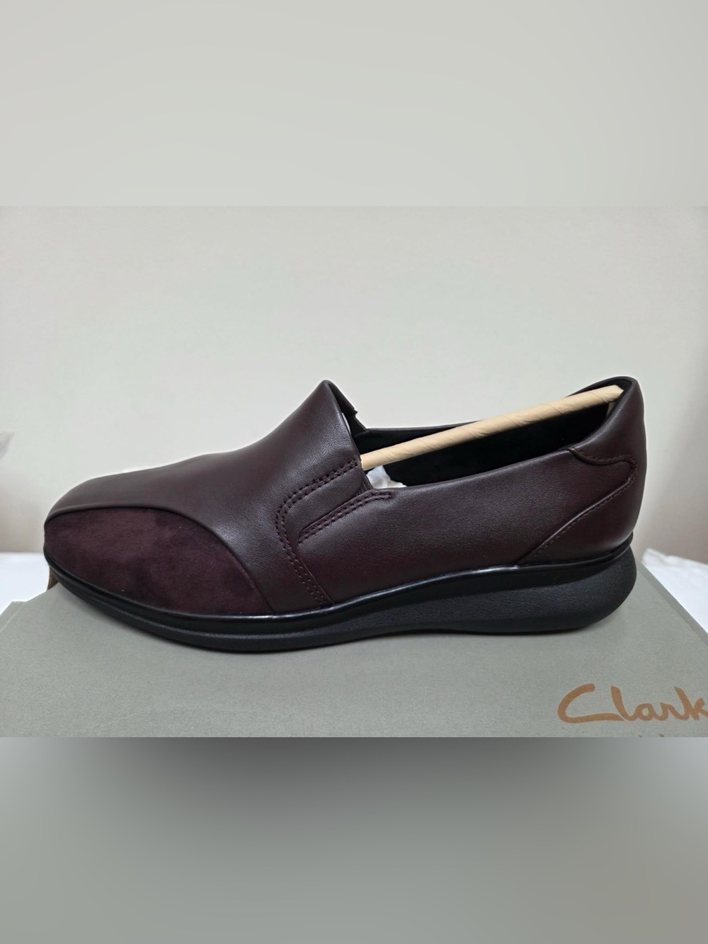 Clarks Women's Slip-On Flats in Dark Brown and Burgundy